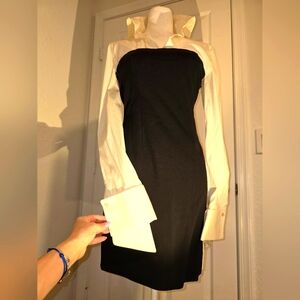 GF FERRE. Stretchy corset cone dress with white blose attached. Size 4
